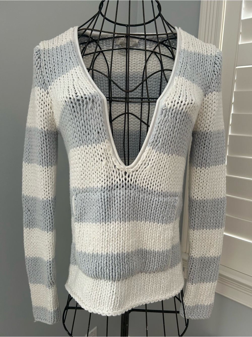 Striped boutique Deep V-Neck Sweater by New Scotland